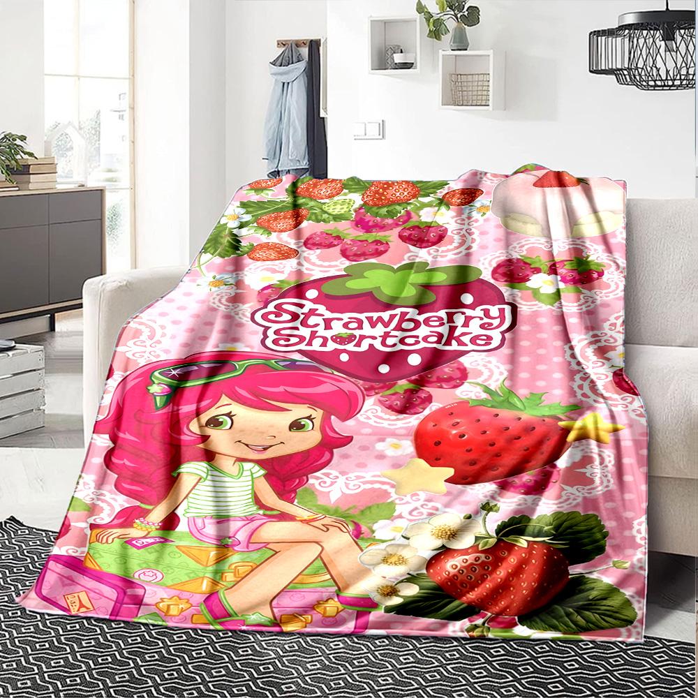 1pc Princess Strawberry10 Blanket, Gift, for Men and Women, Soft Blanket, Good for Sofa Bed Couch Travel, Lightweight Flannel Blanket