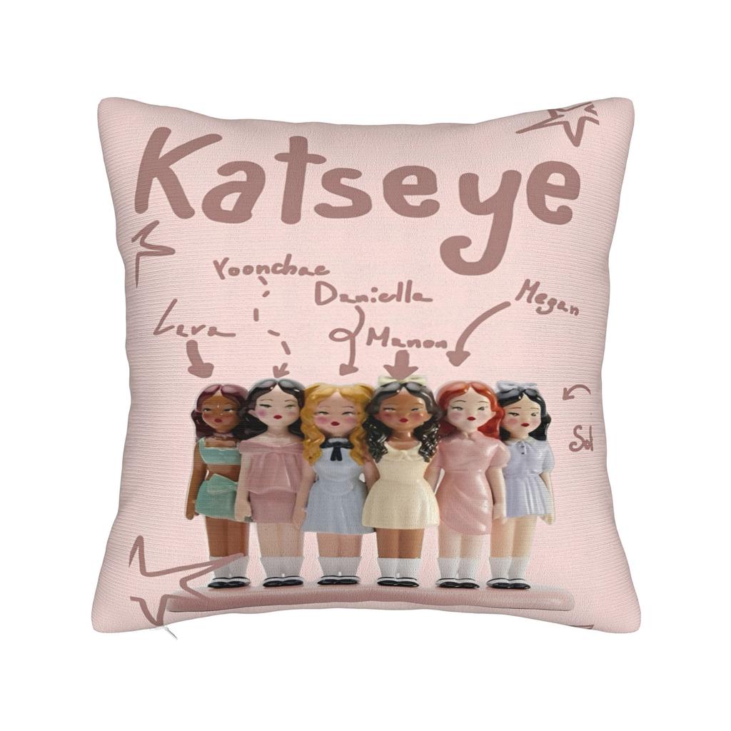 Kpop Katseye Federa per Cuscino Musicale Poliestere Copricuscino Regalo Federa per Cuscino Auto Cerniera 45*45cm