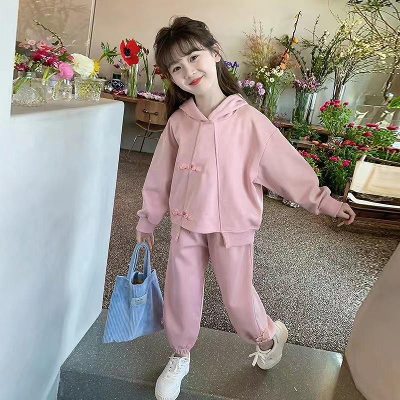 Girls Tracksuit Clothing Sets Spring Autumn Fashion Kids Sweatshirt Suits Long Sleeve Pullover+Pants 2Pcs Teen Hooded Outfits