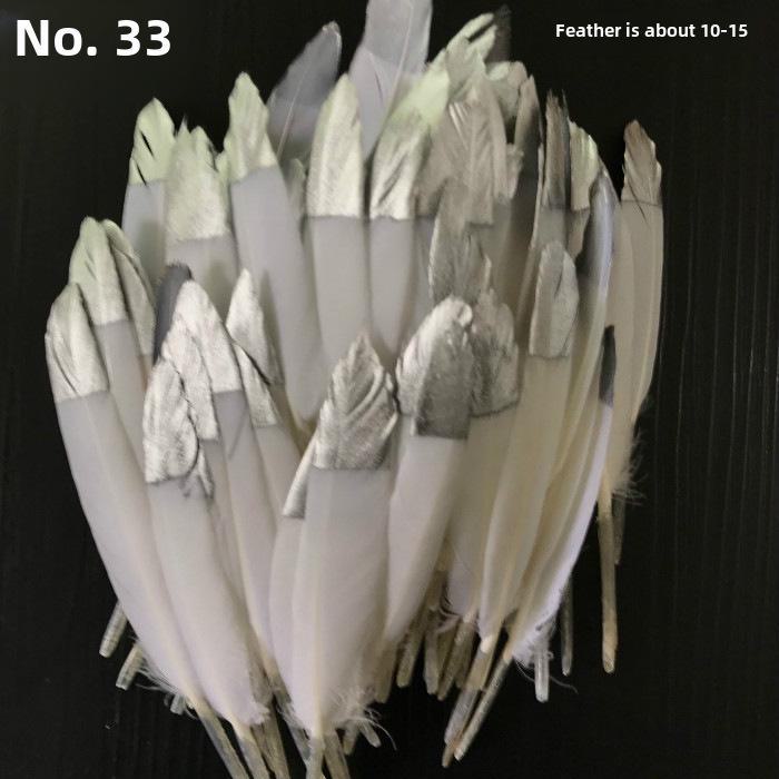 DIY Feather Jewelry Accessories: Large Floating Gold Feather, Small Straight Knife, Spray Gold Gradient Feather