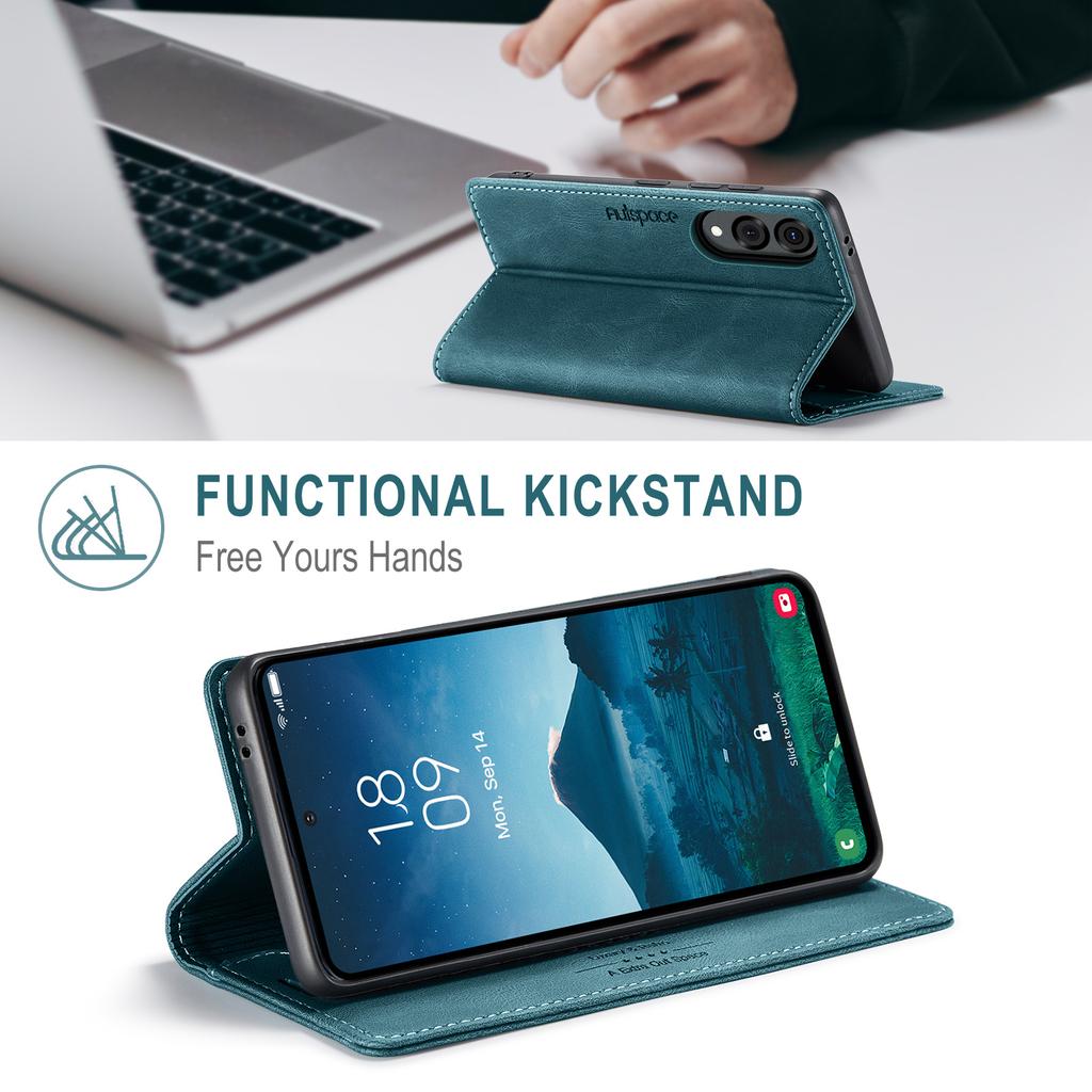 For Samsung Galaxy S25 Edge Wallet Case AUTSPACE A01 Leather Stand Cover with RFID Blocking Card Holder