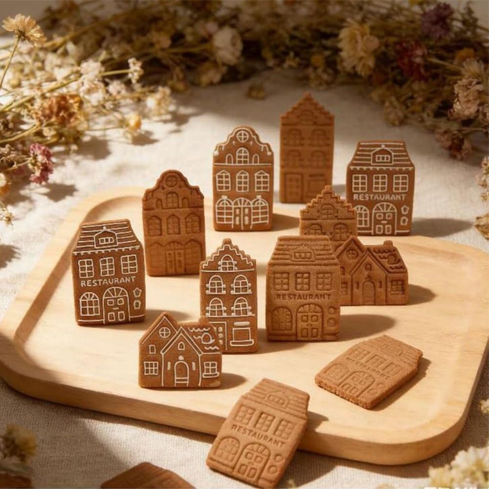 4-teilige 3D-geprägte Keksausstecher mit Federdruck-Design, Fondantformen, Keksstempel, Festlich
