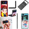 F-Fujiya M-Milky P-Peko C-chan Cartoon Phone Case For Samsung Z Flip 7 6 5G Galaxy Z Flip4 Z Flip5 Z Flip3 Coque Black Hard PC S