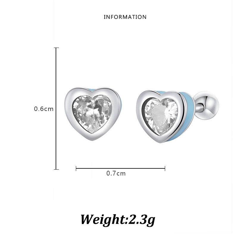 2PCS Acrylic Flower Stud Earring Fashion Women Shiny Colorful Screw Stud Earrings Stainless Steel Cartilage Helix Ear Piercing Jewelry Accessories