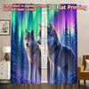 2D FLAT PRINTING 2pcs Curtains (Without Rod) Wolves Under Northern Popular Curtains Digital Printed Durable Polyester Curtains