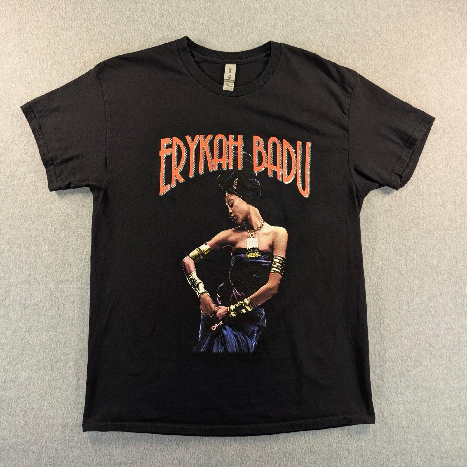 Erykah Badu Tour 2001 T-Shirt Rhinestone Graphic Black Heavy Cotton Large 20x29 XL