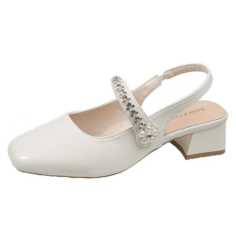 High heels thick heel medium heel bag head sandals women's new summer skirt Mary Jane single shoes