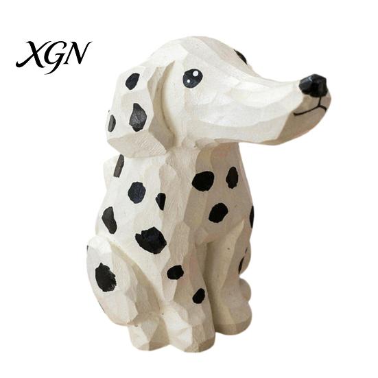 Artistic Wood Craft Gift Handmade Dalmatian Dog Wooden Ornament, Hand Carved Basswood Niche for Her Animal Figurine, Creative Sculpture Home