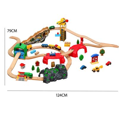 Train Track Set Mining Transportation Assembly Children's Educational Track Toy Compatible with Wooden Electric Car 1:64