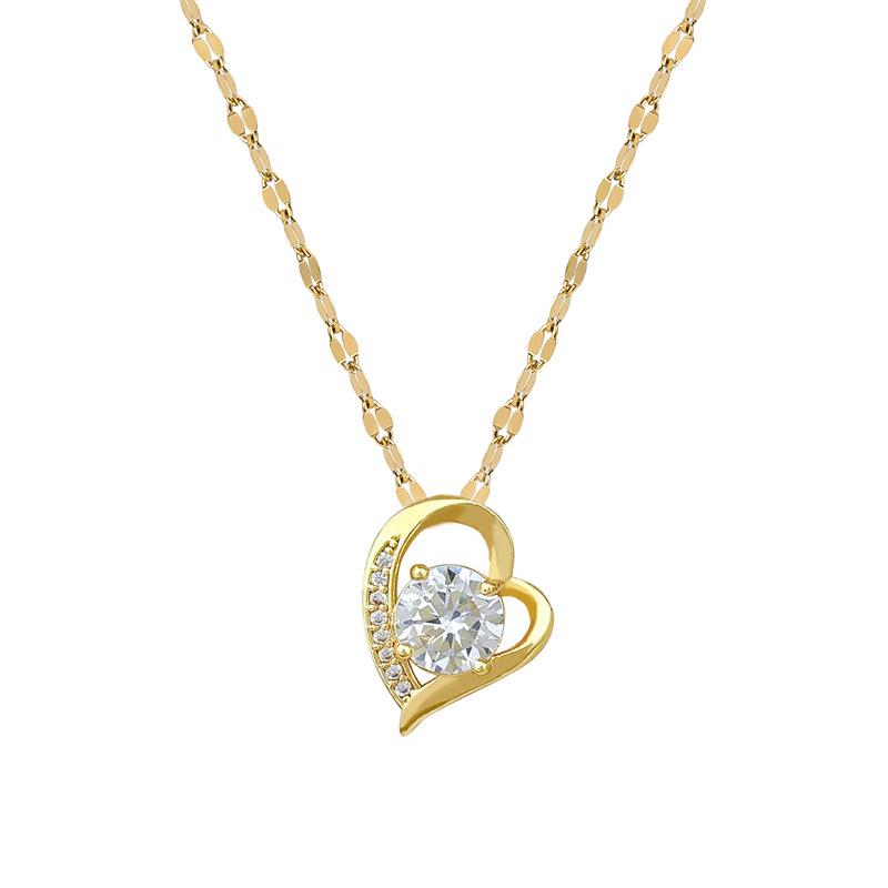 Love Eccentric Personality Light Luxury Temperament Gorgeous Full Diamond Necklace Female Versatile Collarbone Chain