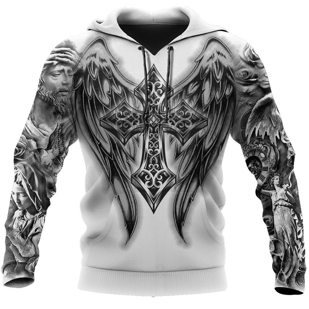 Men's Hoodie Jesus Christ 3D Print Sweatshirt Spring Fall Designer Fashion Casual Pullover Oversized Y2k Clothes Stranger Things