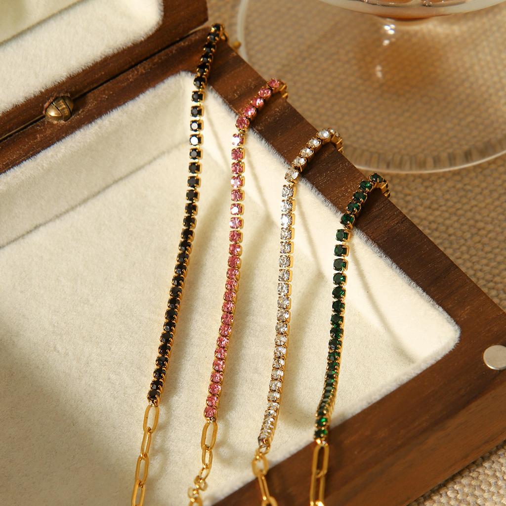 Elegant Cross Chain Zircon Bracelet Stylish Versatile Titanium Steel Jewelry Accessory