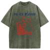 Men's Clothing Fashion Korean No Ice with Cat Printed Washed T-Shirt Female Short Sleeve 100% Cotton Heavyweight Tops