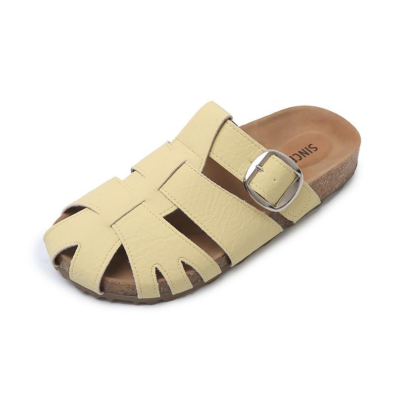 Large size women's shoes 41-43 silver hollow bag head half slippers female summer wear fashion fairy cool slippers Birkentow