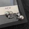 Silver Gray Pearl Earrings Niche Design High Sense Exquisite Small Earrings Personality Simple Cold Stud Earrings