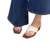 Keep version~ Thick-soled heightening flip-flops, retro minimalist square toe cool slippers, women's slope heel beach shoes