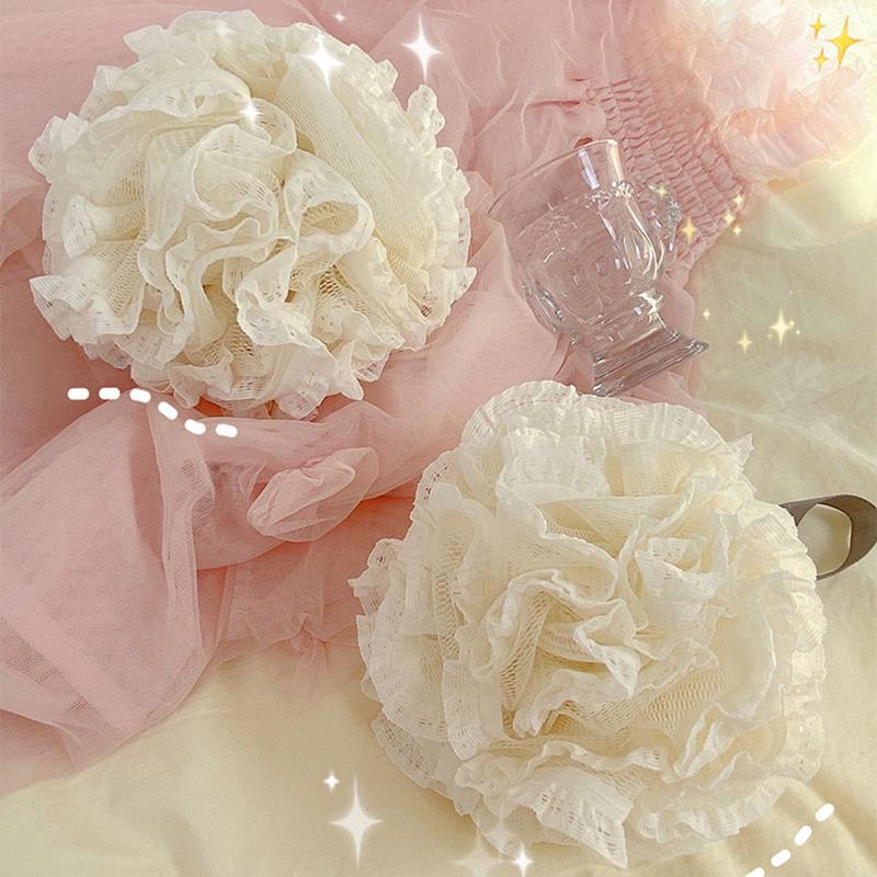 Soft Lace Bath Ball Foaming Net Bath Flower Super Cute Scrub Bath Sponge Shower Wash Body Scrubber Durable Healthy Massage Brush