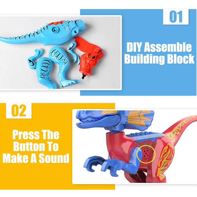 With Sound Assembled Building Blocks Dinosaur World T-Rex Velociraptor Triceratops Jurassic Animal Model Bricks Figure Toys Gift