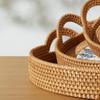 Set of 3 Round Rattan Tray Set with Mother of Pearl Inlay, Wicker Tray, Storage and Display of Coffee Bread Food Fruit, Table Decor, Home Decor
