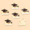 Graduation Season DIY Alloy Enamel Charms: Cap, Flowers, and Book Pendants