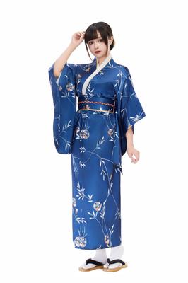 Mobbunny Perfect for Fireworks Summer and Photo Easy To Cute Flower Hair Blue Women's Yukata/Furisode Set, Festivals, Displays, Festivals, Shoots,