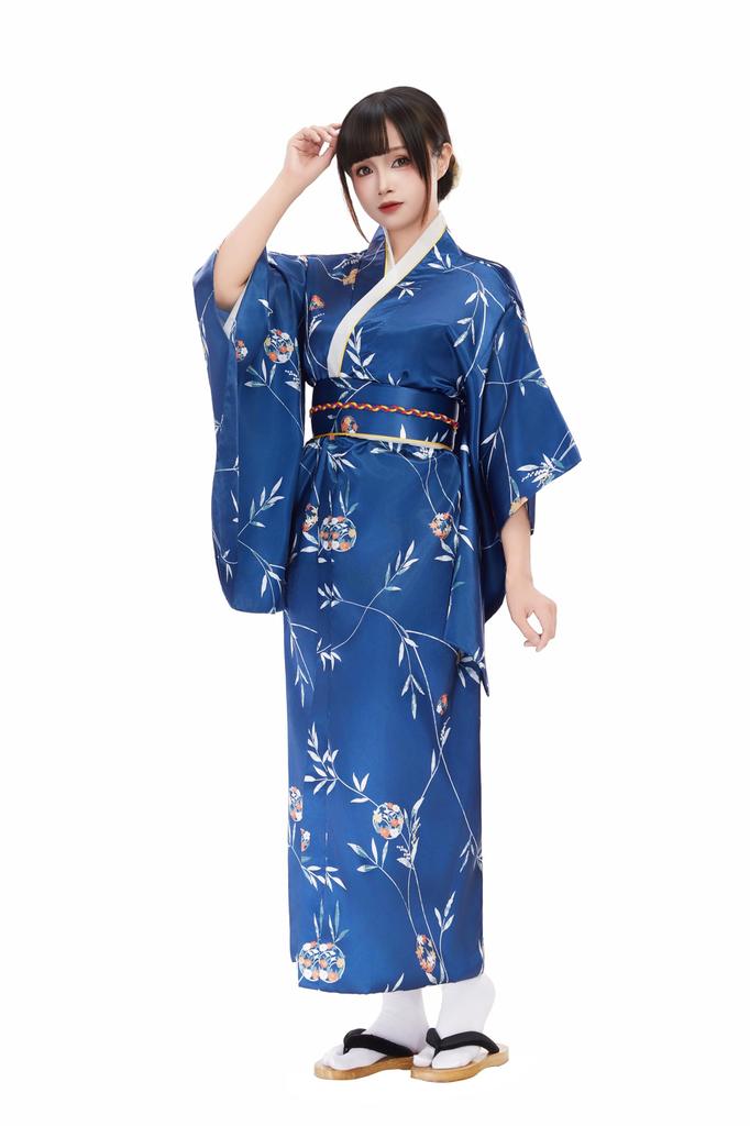 Mobbunny Perfect for Fireworks Summer and Photo Easy To Cute Flower Hair Blue Women's Yukata/Furisode Set, Festivals, Displays, Festivals, Shoots,