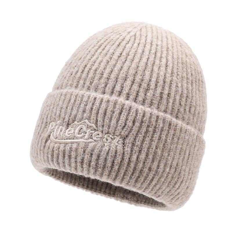 

Вышитая вязаная шапка мужская женская зимняя теплая с защитой ушей капюшон шерстяная шапка коричневый