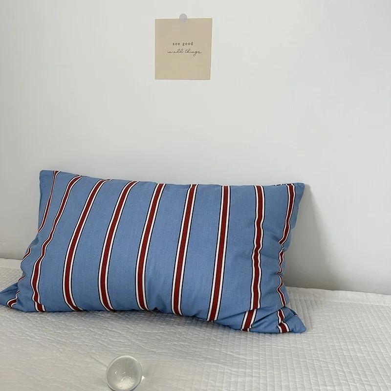 Blue Red White Classic Striped Pillowcase Pillow Cover Peach Skin Rectangular Bed Pillow Cover Modern Bedroom Bedding Decor 1 Pc