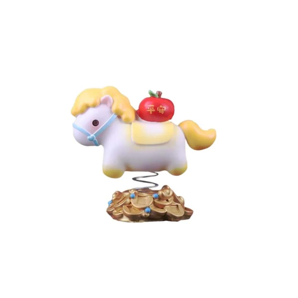 Shake Zodiac Pony Sway Ornaments Cartoon Resin New Year Desktop Ornament Pony Shape Kawaii Zodiac Horse Statue Good Luck