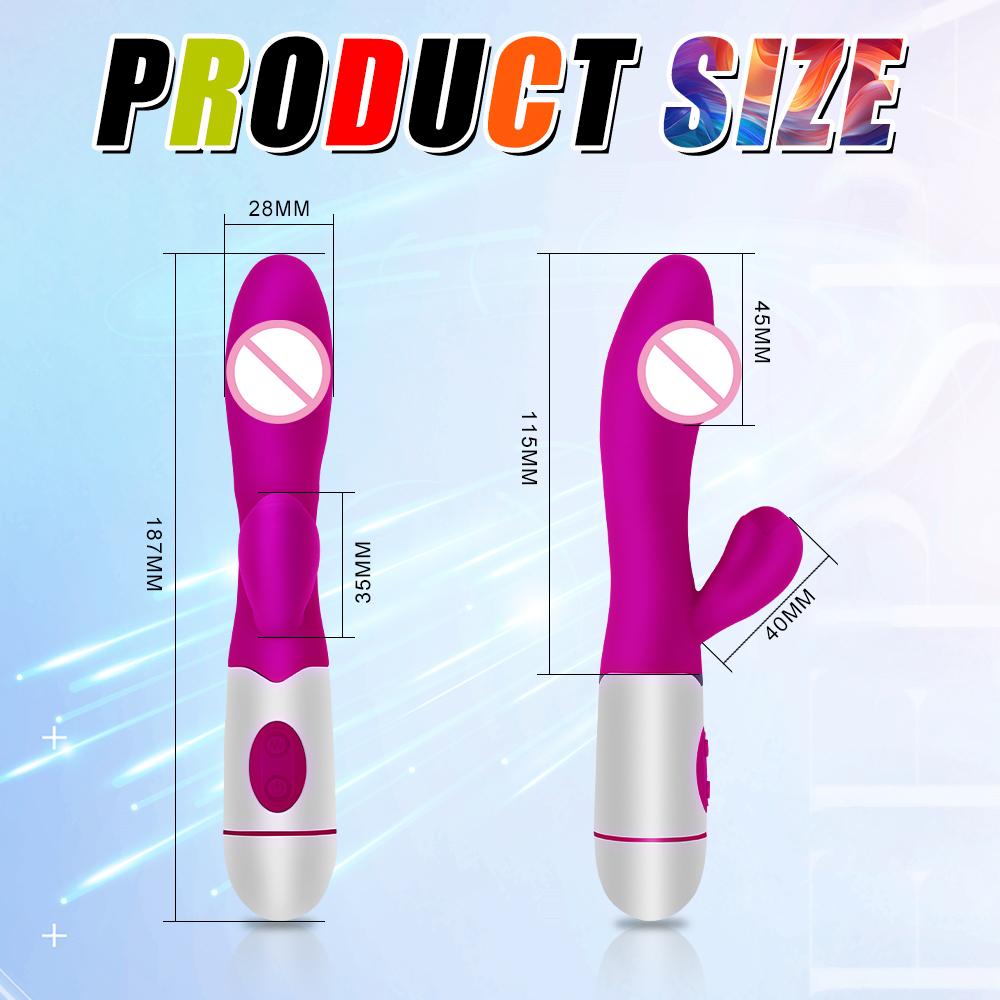 Powerful Dildo Rabbit Vibrator G Spot Clit Vagina Anal Stimulator Nipple Massage Masturbator Female Sex Toy for Adults Couple