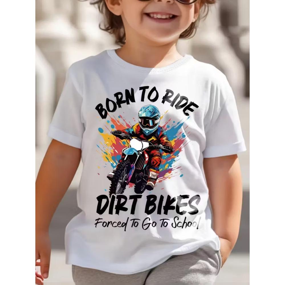 Funny Motorcycle Rider Print Men's Short Sleeves T-Shirt Loose Casual Summer Outdoor Street Men's and Women's Tees Tops