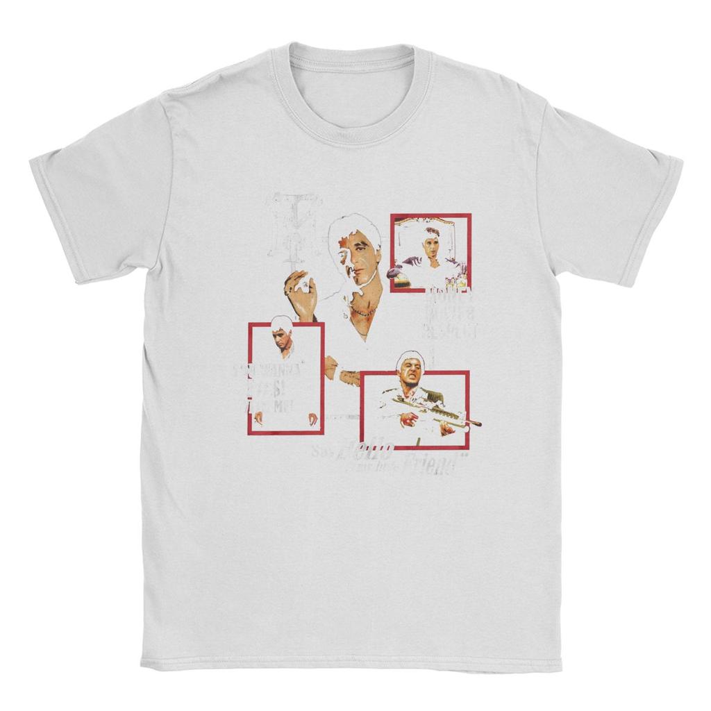 Scarface T Shirts Men's Cotton Vintage T-Shirt Round Neck Movie Tees Short Sleeve Clothes Gift Idea