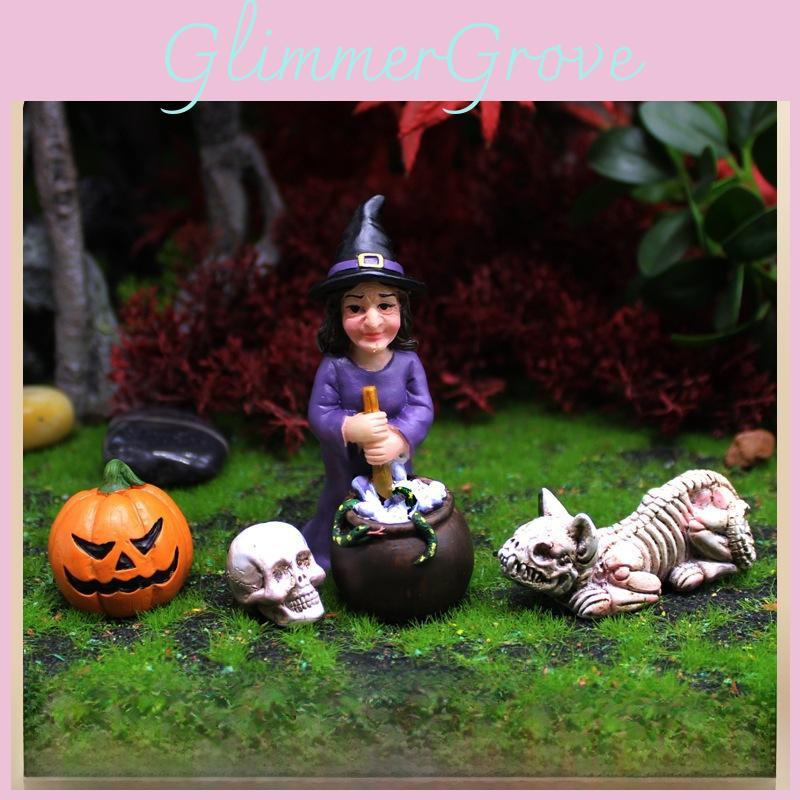 Halloween Pumpkin Witch Resin Yard Decoration With Micro Landscape Gift Scene
