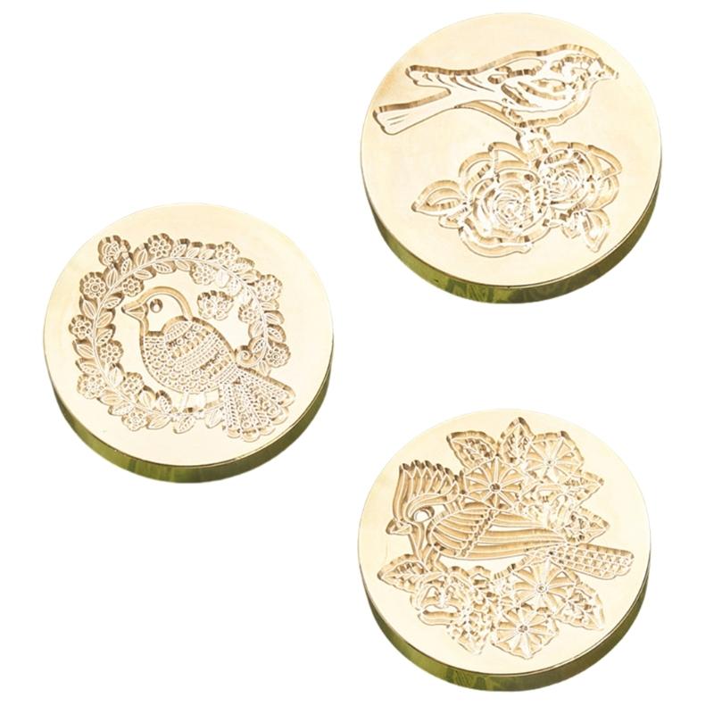 3Pcs Sealing Stamp Head Wax Stamp Head Brass Scrapbooking Stamp Head Emboss Sealings Waxes Seal Stamp Head Replacements