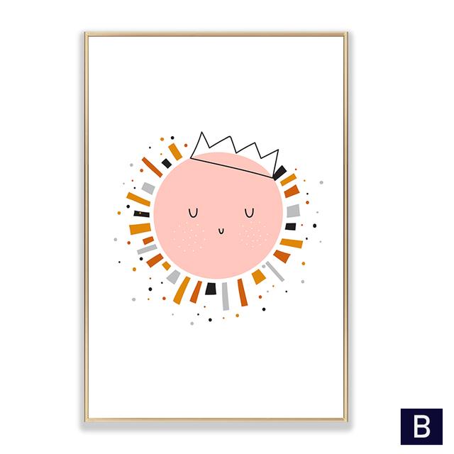 Nordische Poster und Drucke Sonne Wolke Regenbogen Stern Wandkunst Leinwandmalerei Cartoon Wandbilder Kinderzimmer Dekor Heimdekoration