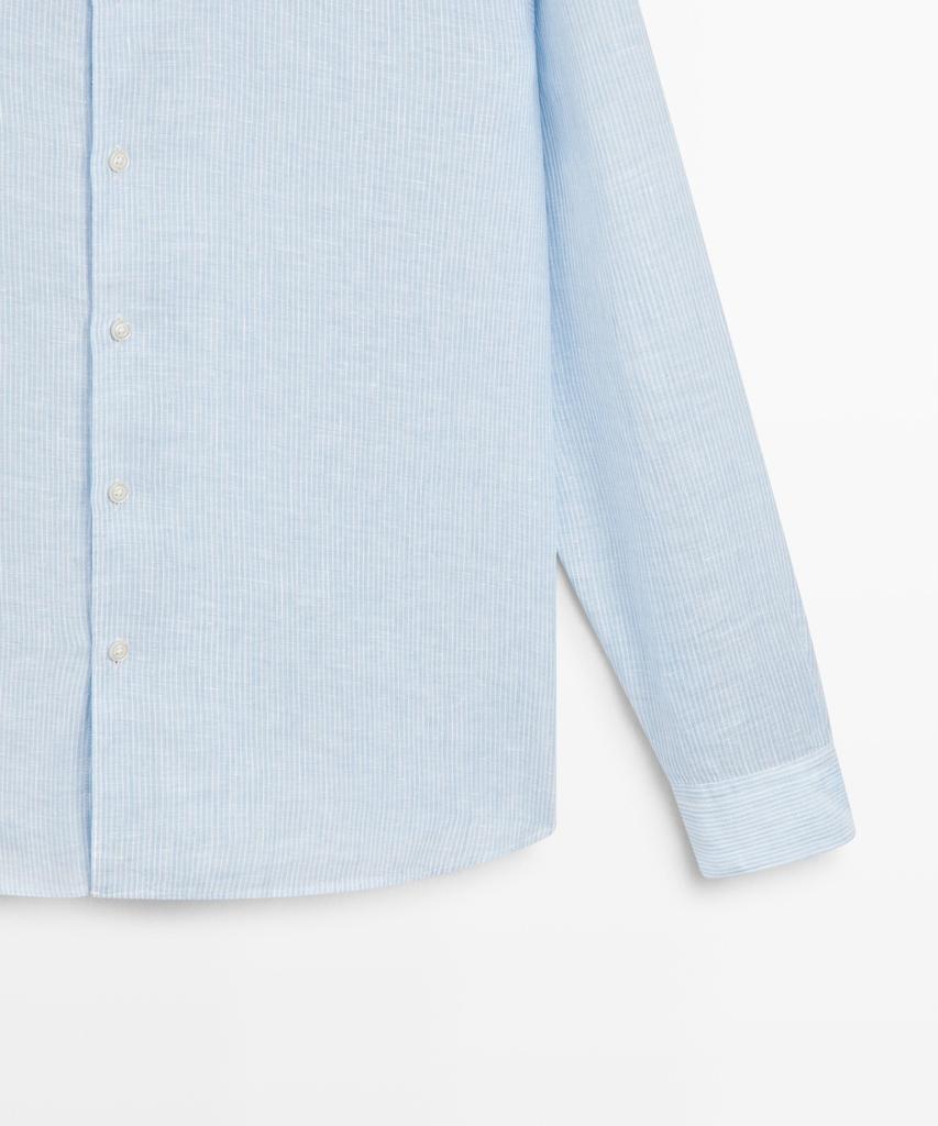 Masimodutti Regular Fit Melange Linen Striped Shirt
