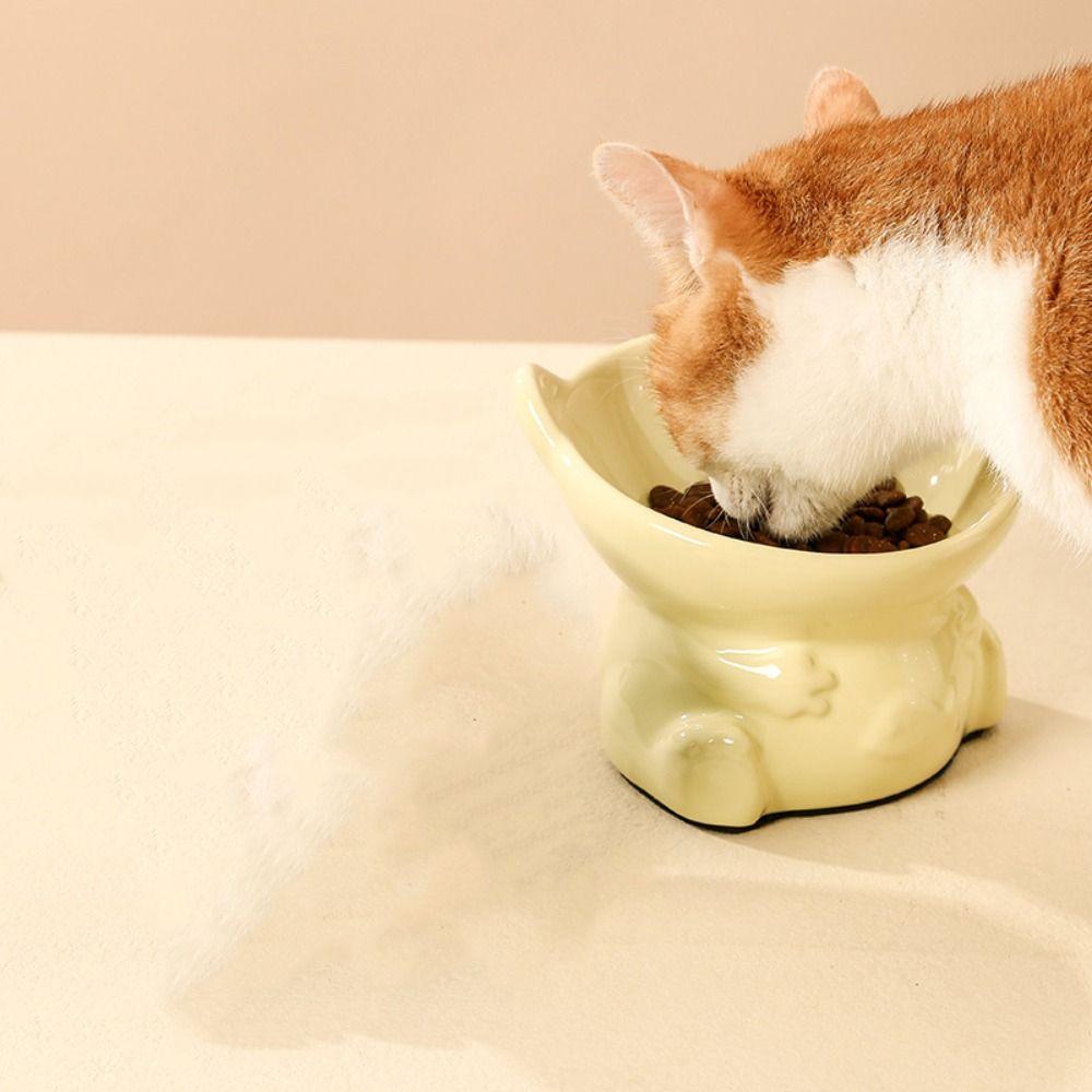 Cute Pet High Foot Bowl Creative Cats Drinking Feeder Pet Supplies Cat Bowl  Neck Protection