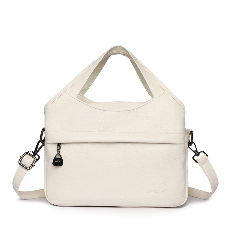 Retro Large Capacity Shoulder Bag Solid Color Messenger Bag PU Commuter Bag
