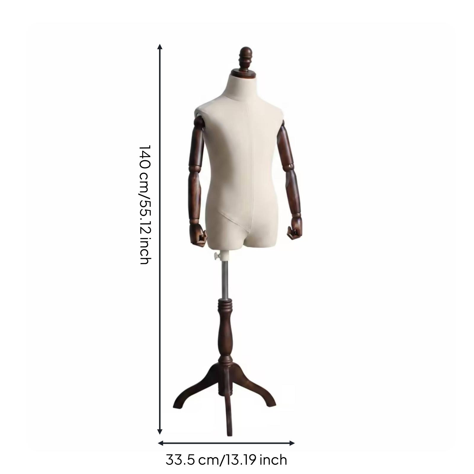 Mannequin with Wooden Arms Rounded Neck