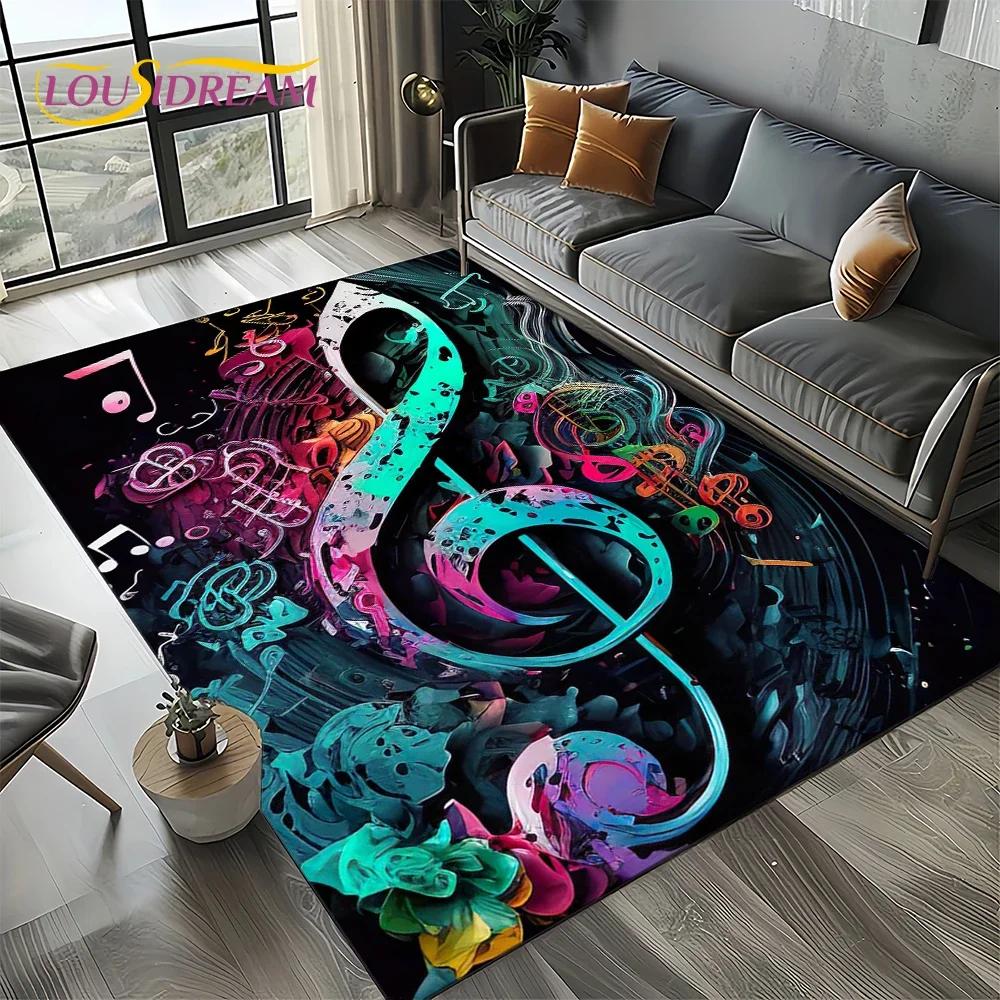 Dream Note Music Colorful Musical Score Cartoon Carpet Rug for Living Room Bedroom Home Sofa Decoration,Kid Non-slip Floor Mat