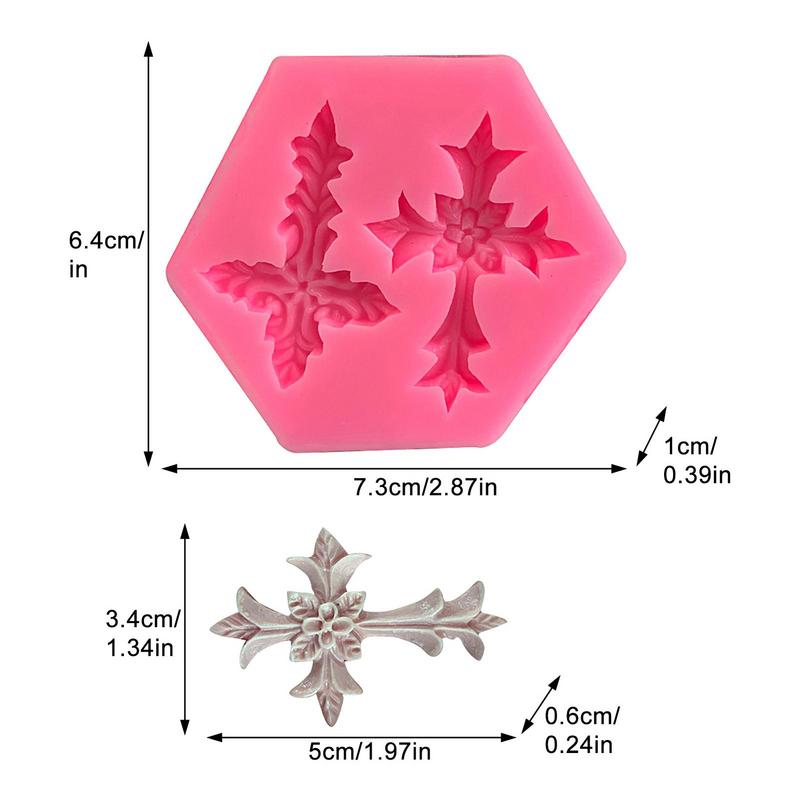 2 Shape Gothic Flower Cross Cake Mold Silicone Fondant Chocolate Making Baking Tools Resin Art Ornaments Hand Decoration DIY