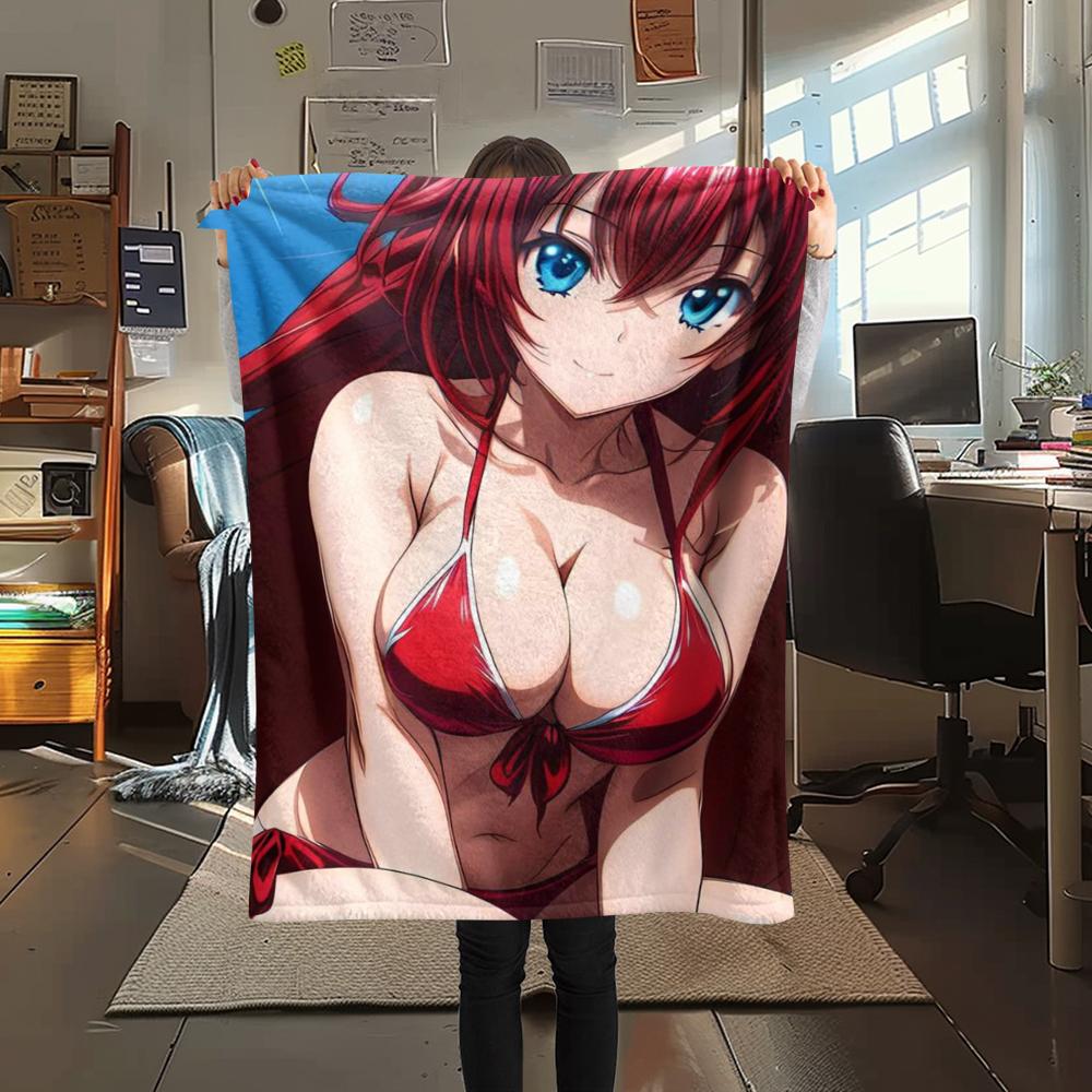 1PC Highschool Dxd Print Flannel Blanket, High Quality Comfortable for All Seasons, Home Decor, Warmth and Comfort, Perfect for Christmas Gifts