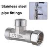 G1/2 3-Way T-Adapter 304 Stainless Steel Water Splitter External-External-Internal Threaded Shower Diverter Valve For Bathroom T