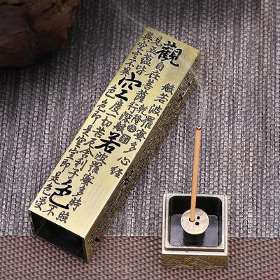 Retro-Weihrauchbrenner, vertikal, Zen-Buddha, Herz-Sutra-Säule, Vintage-Weihrauchhalter aus Metall, Dekoration für Zuhause und Büro