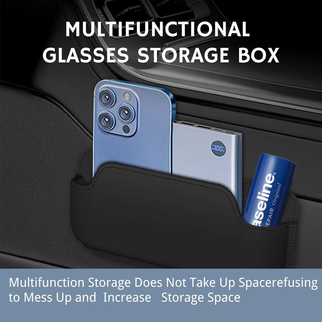 Car Interior Sunglasses Case Leather Auto Door Eyeglasses Protective Storage Box  Glasses Stick-On Car Organizer Box Accessories