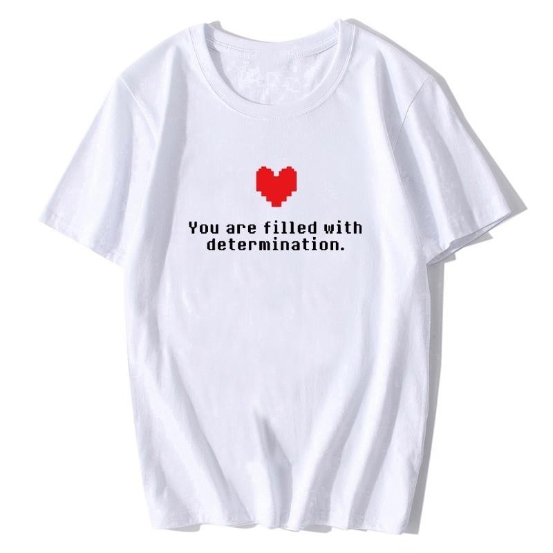 Ты полон решимости Футболка с надписью Undertale Смешная игровая футболка Женская одежда для геймеров Высококачественная футболка S