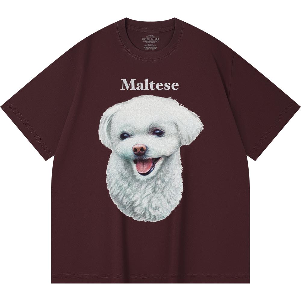 

Футболка из 100% хлопка плотностью 230 г/м2 с мальтийским принтом, забавная футболка из чесаного хлопка в стиле Харадзюку 2XL вино красного