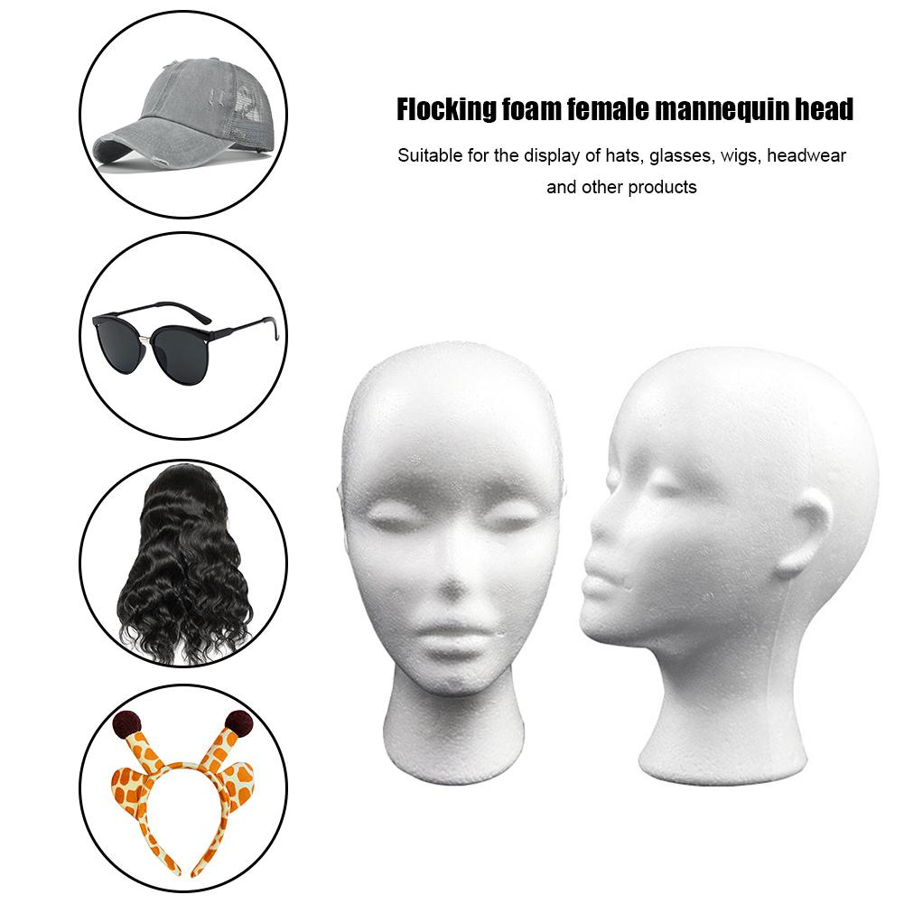 Women Styrofoam Foam Head Model Practical Manikin Foam Head Polystyrene Lightweight  Portable for Hat Hair Wigs Display