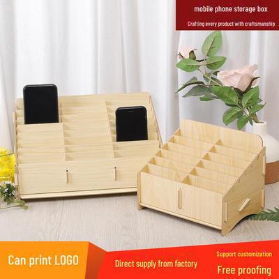 Mobile Phone Accessory Organizer: Classroom & Office Multi-Grid Storage Box with Tempered Film.