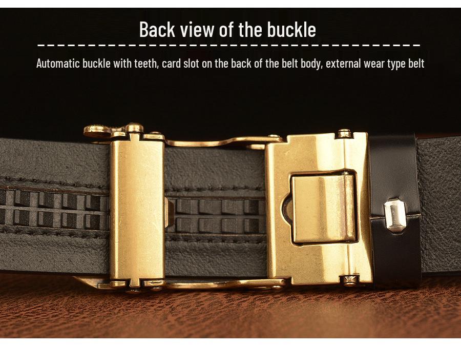 Tiger Engraved Automatic Buckle Cowhide Men's Zodiac Belt - Casual Retro Style